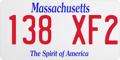 MA license plate 138XF2