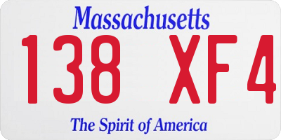 MA license plate 138XF4