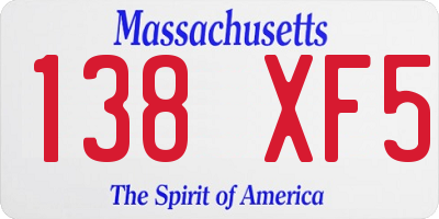 MA license plate 138XF5
