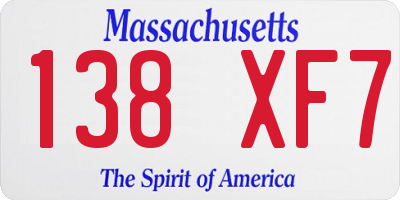 MA license plate 138XF7