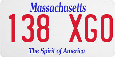 MA license plate 138XG0