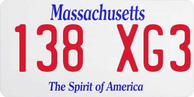MA license plate 138XG3
