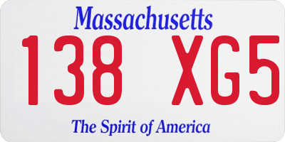 MA license plate 138XG5