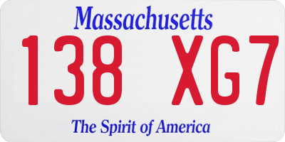 MA license plate 138XG7