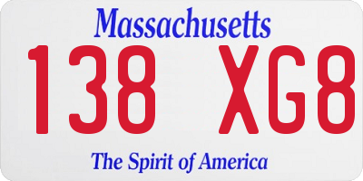 MA license plate 138XG8