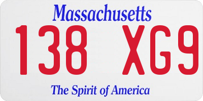MA license plate 138XG9