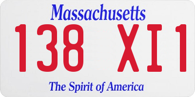 MA license plate 138XI1
