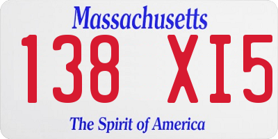 MA license plate 138XI5
