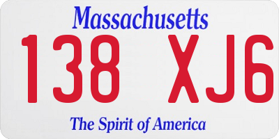 MA license plate 138XJ6