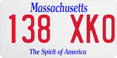 MA license plate 138XK0