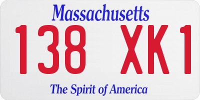 MA license plate 138XK1