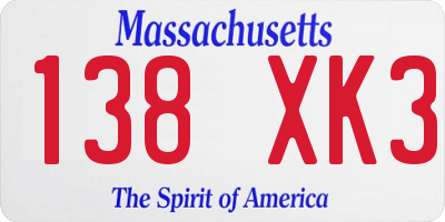 MA license plate 138XK3