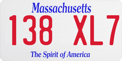 MA license plate 138XL7