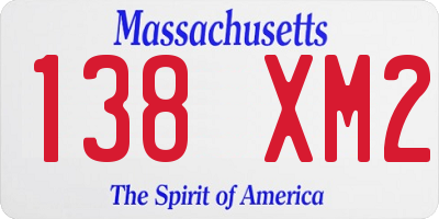 MA license plate 138XM2