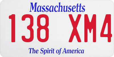 MA license plate 138XM4