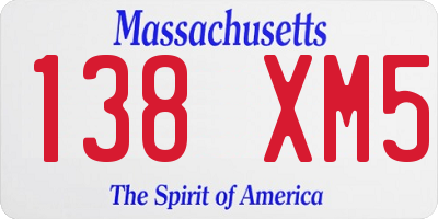 MA license plate 138XM5