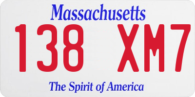 MA license plate 138XM7