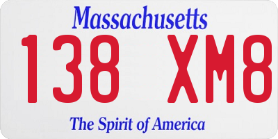 MA license plate 138XM8