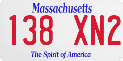MA license plate 138XN2