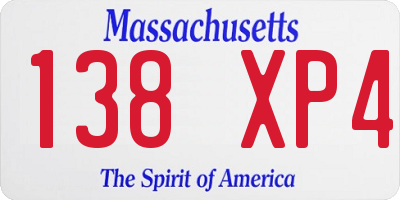 MA license plate 138XP4