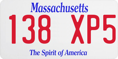 MA license plate 138XP5
