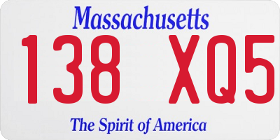 MA license plate 138XQ5