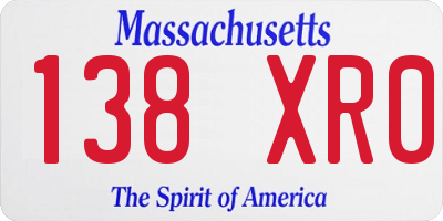 MA license plate 138XR0