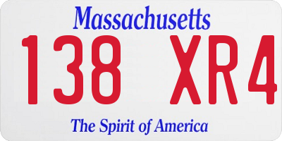 MA license plate 138XR4