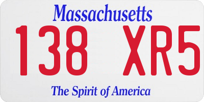 MA license plate 138XR5
