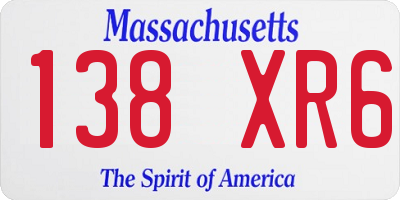 MA license plate 138XR6