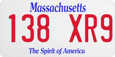 MA license plate 138XR9