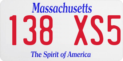 MA license plate 138XS5