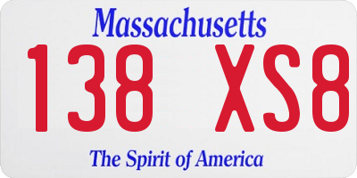 MA license plate 138XS8