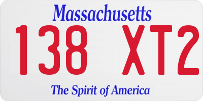 MA license plate 138XT2