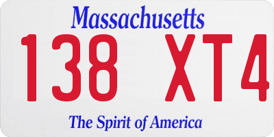 MA license plate 138XT4