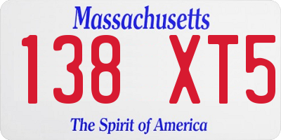 MA license plate 138XT5