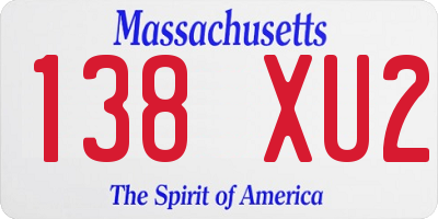 MA license plate 138XU2