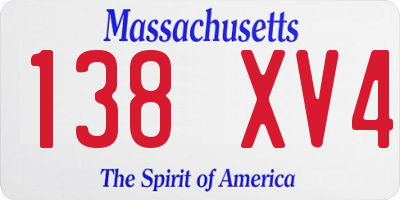 MA license plate 138XV4