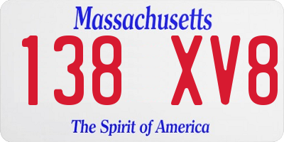 MA license plate 138XV8