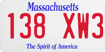 MA license plate 138XW3