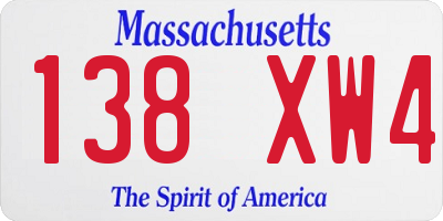 MA license plate 138XW4