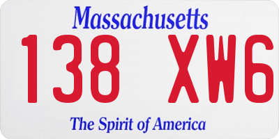 MA license plate 138XW6