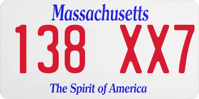 MA license plate 138XX7