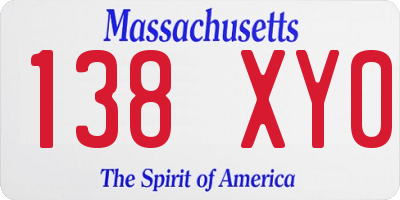 MA license plate 138XY0