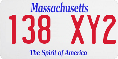 MA license plate 138XY2