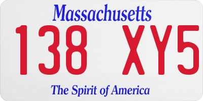 MA license plate 138XY5