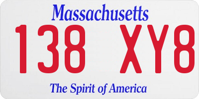 MA license plate 138XY8