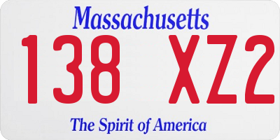 MA license plate 138XZ2
