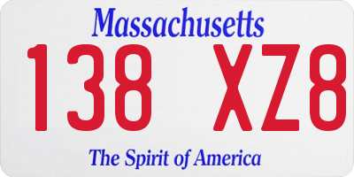 MA license plate 138XZ8