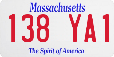 MA license plate 138YA1